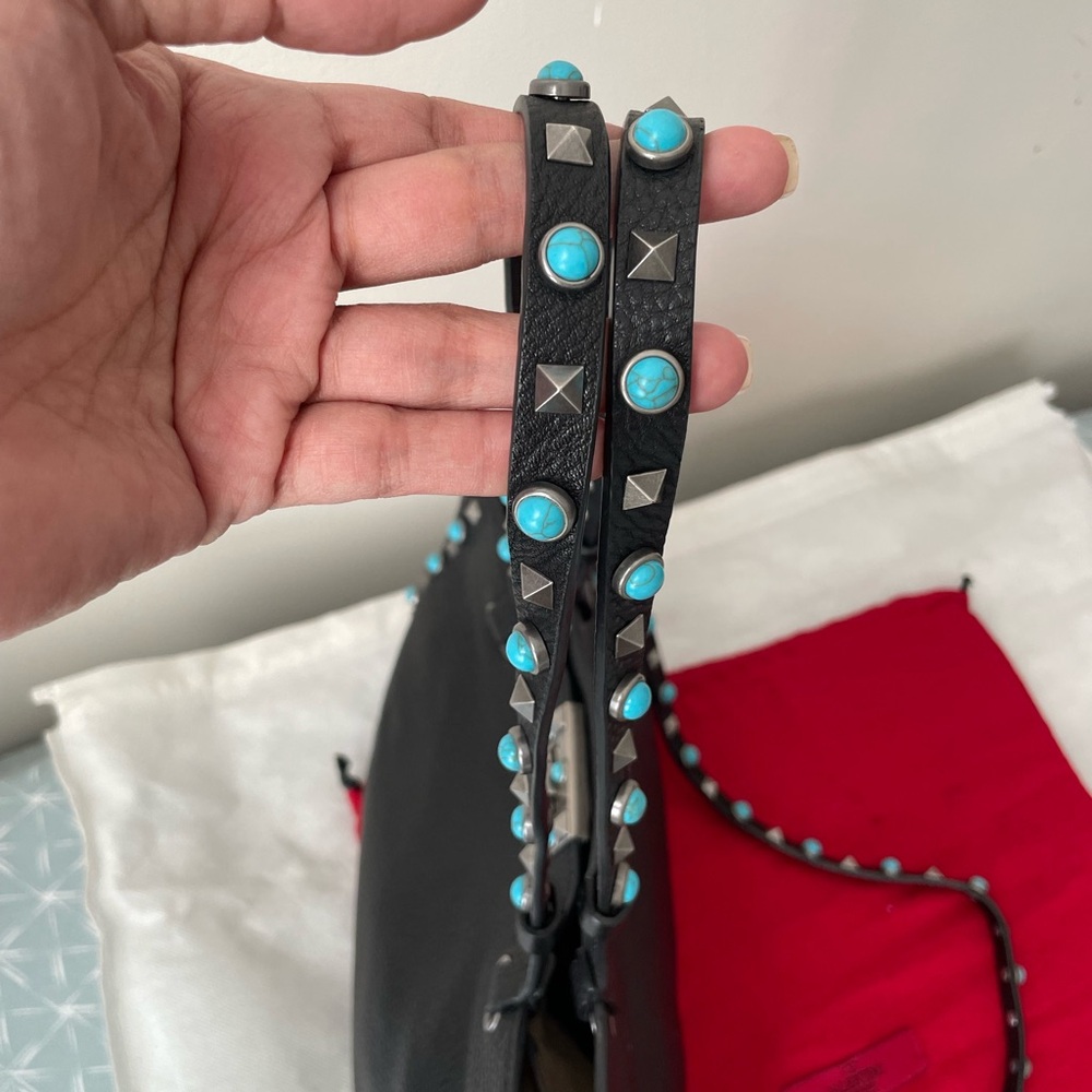 Valentino Garavani Black Crossbody Bag with Turquoise Studs - Picture 4 of 12